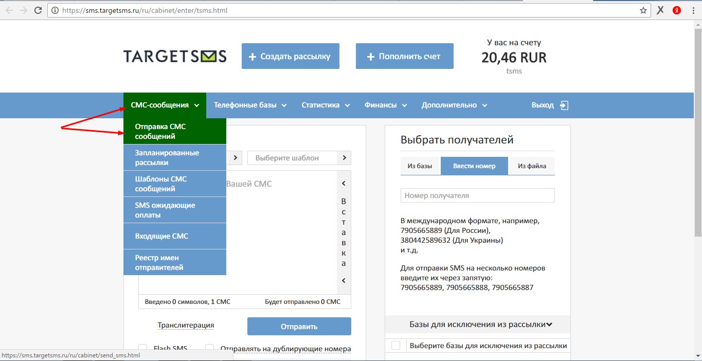 Шаг 3. Отправка СМС-рассылки Шаг 3. Отправка СМС